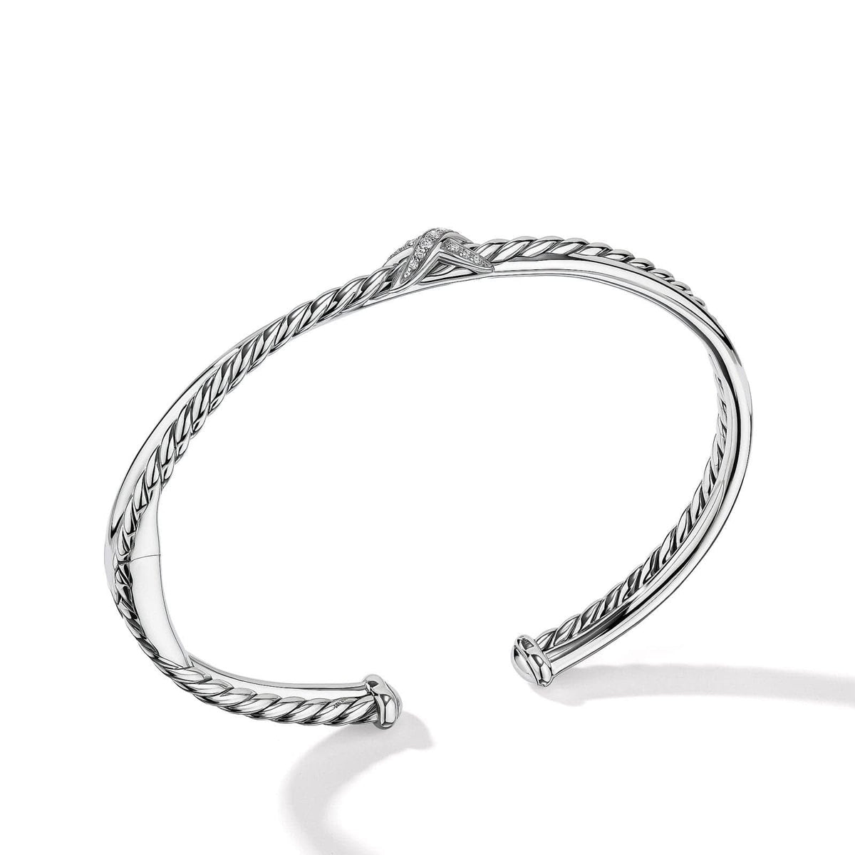 DAVID YURMAN Petite X Center Station Bracelet in Sterling Silver with Diamonds, 5.2mm