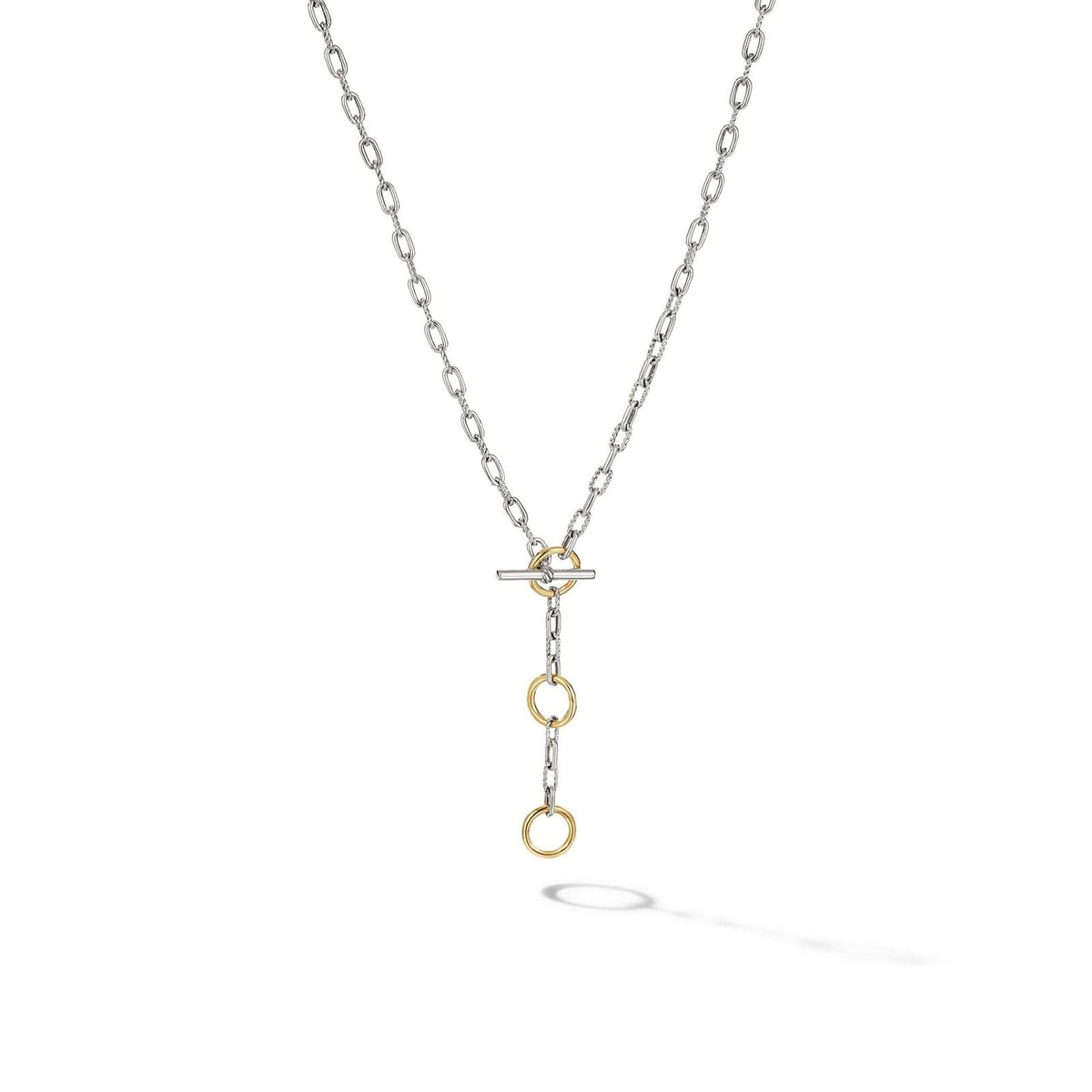 DAVID YURMAN DY Madison® Three Ring Chain Necklace in Sterling Silver with 18K Yellow Gold, 3mm