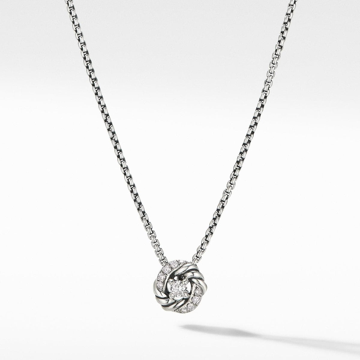 DAVID YURMAN Petite Infinity Pendant Necklace in Sterling Silver with Diamonds, 8mm