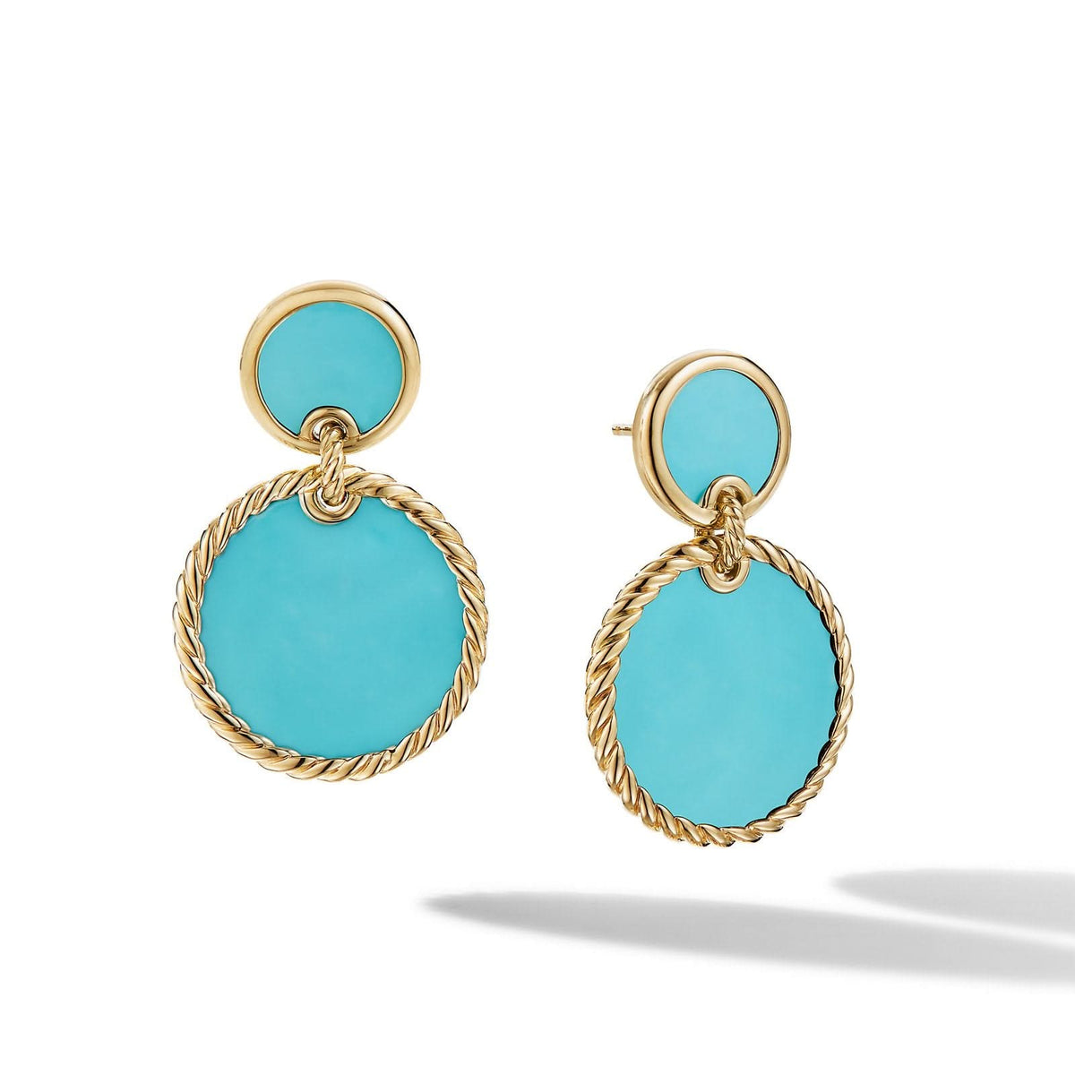 DAVID YURMAN DY Elements® Double Drop Earrings in 18K Yellow Gold with Turquoise, 33mm