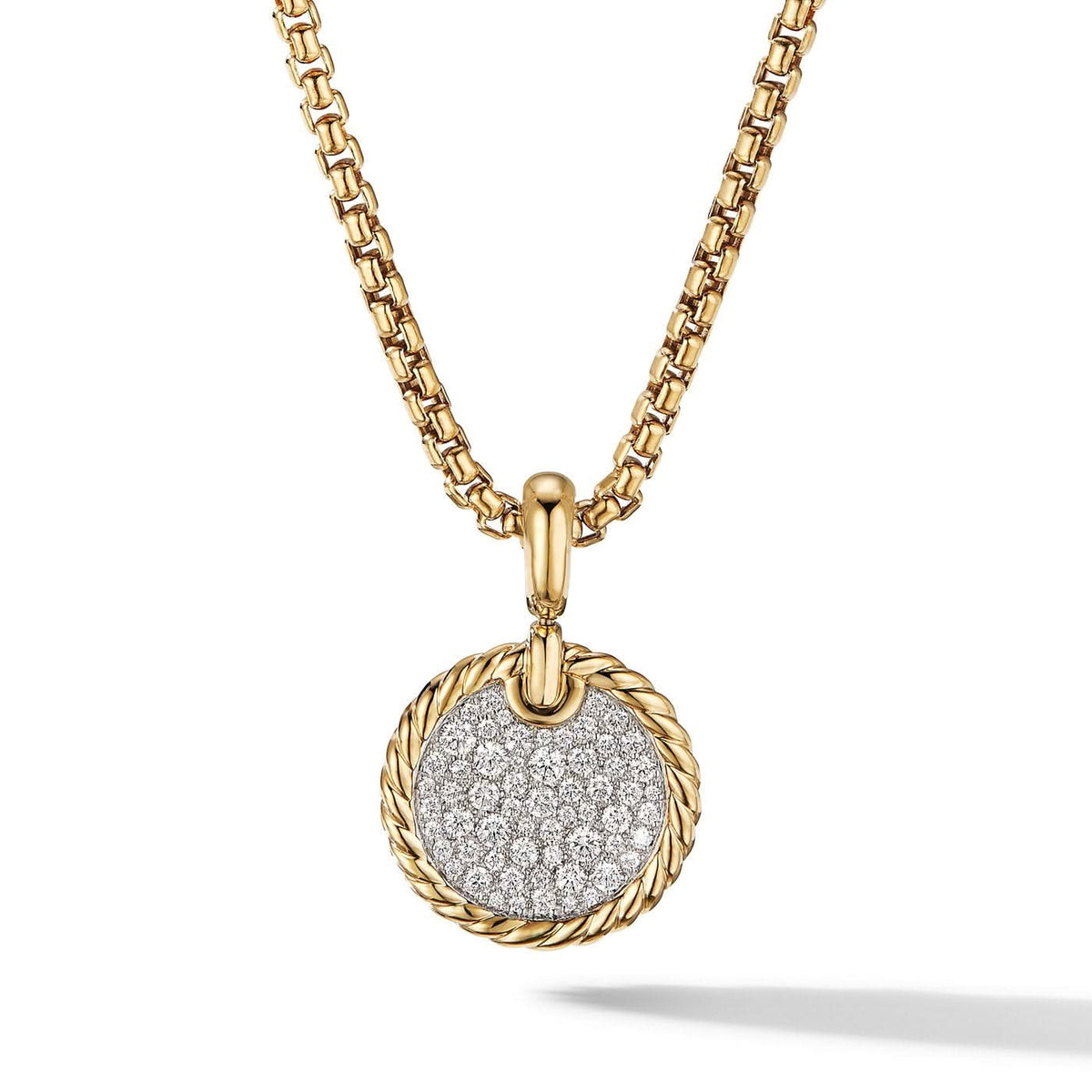 DAVID YURMAN DY Elements Disc Pendant in 18K Yellow Gold with Pavé Diamonds