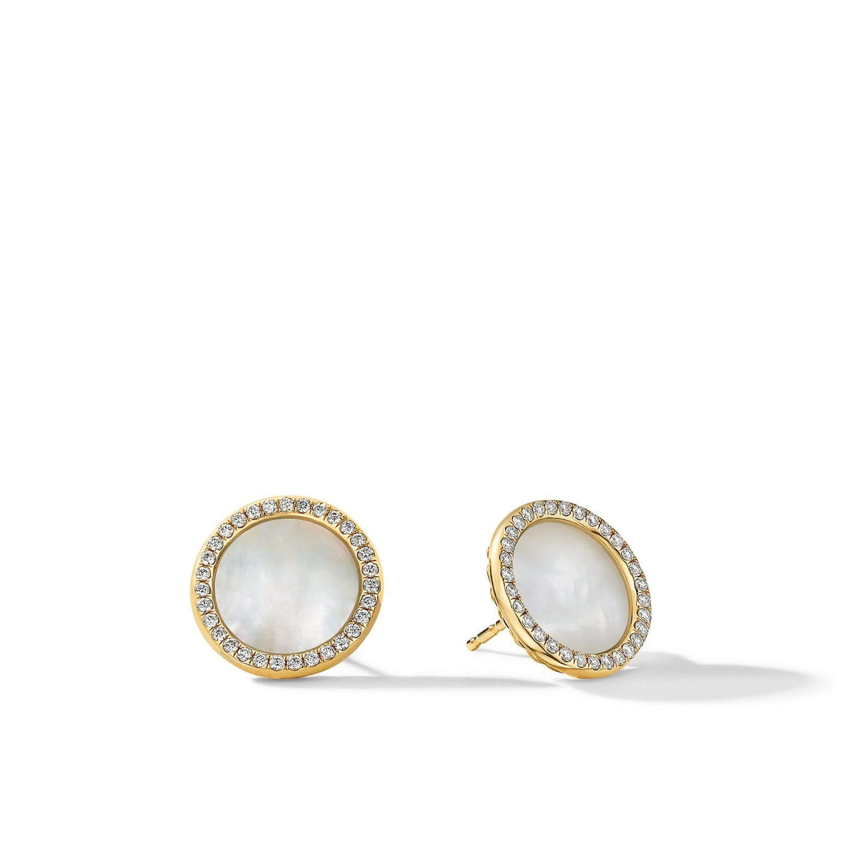 DAVID YURMAN DY Elements® Stud Earrings in 18K Yellow Gold with Mother of Pearl and Diamonds, 14mm