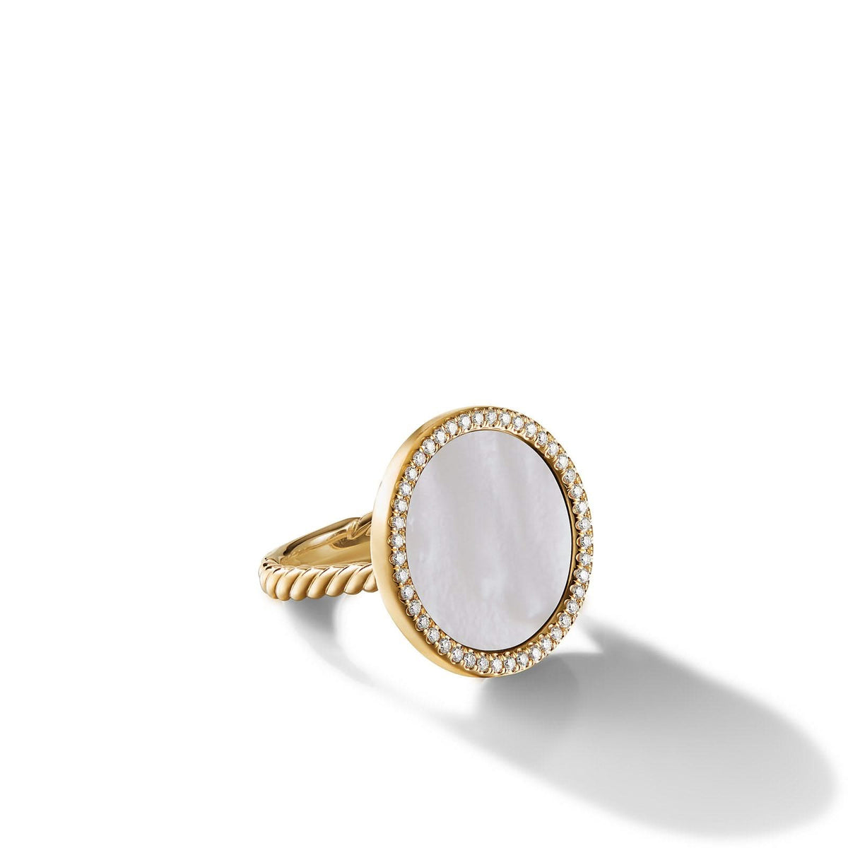 DAVID YURMAN DY Elements® Ring in 18K Yellow Gold with Mother of Pearl and Diamonds, 21mm