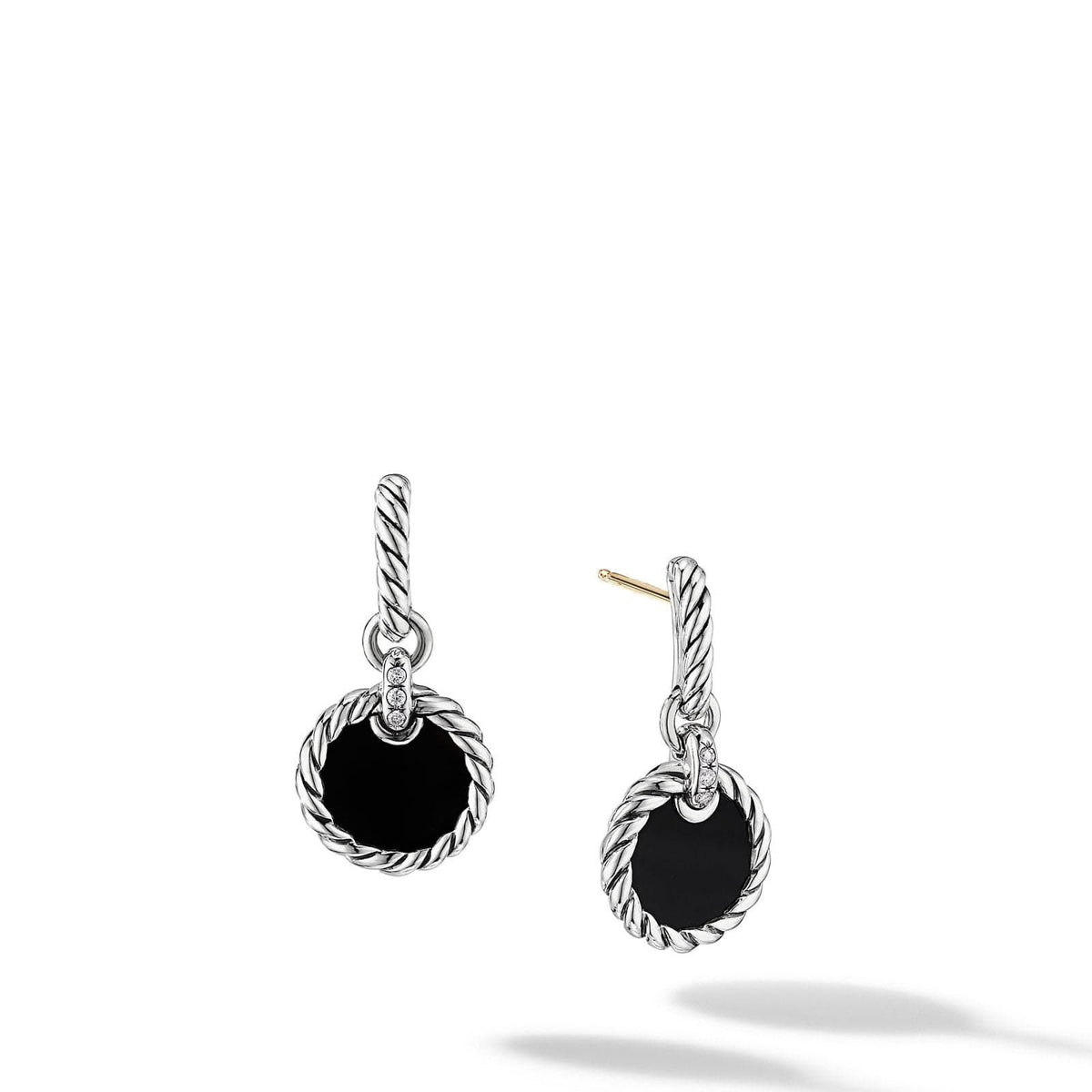 DAVID YURMAN DY Elements® Drop Earrings in Sterling Silver with Black Onyx and Diamonds, 25mm