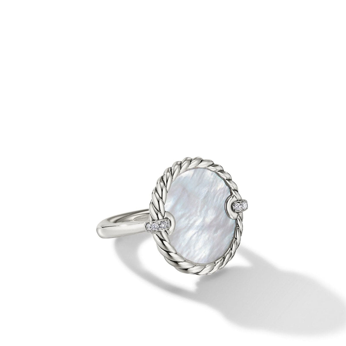 DAVID YURMAN DY Elements® Ring in Sterling Silver with Mother of Pearl and Diamonds, 21mm
