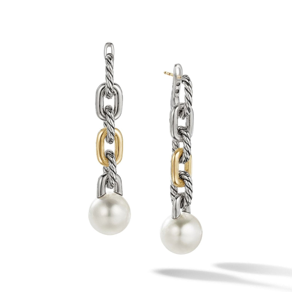 DAVID YURMAN DY Madison® Pearl Chain Drop Earrings in Sterling Silver with 18K Yellow Gold