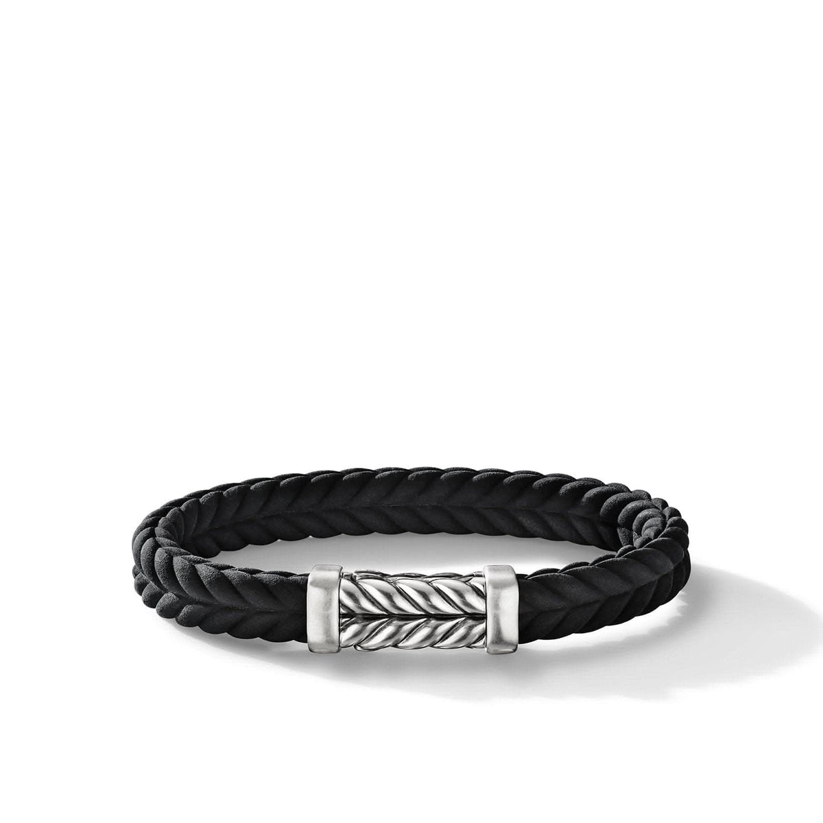 DAVID YURMAN Chevron Bracelet in Black Rubber with Sterling Silver, 9mm
