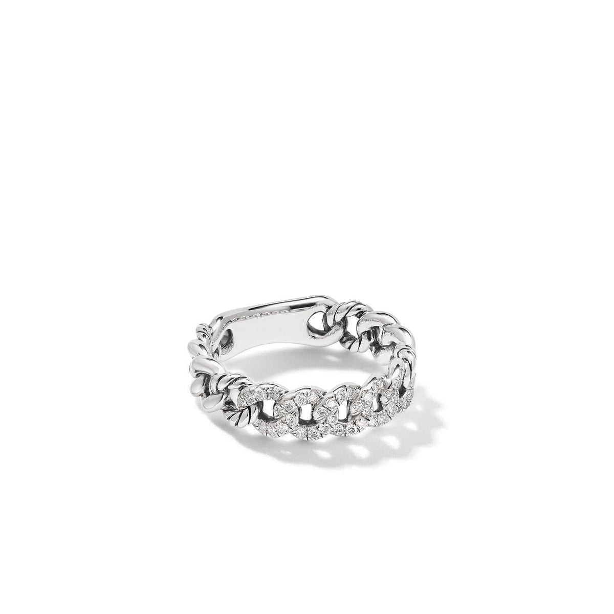 DAVID YURMAN Belmont® Curb Link Band Ring in Sterling Silver with Diamonds, 5mm