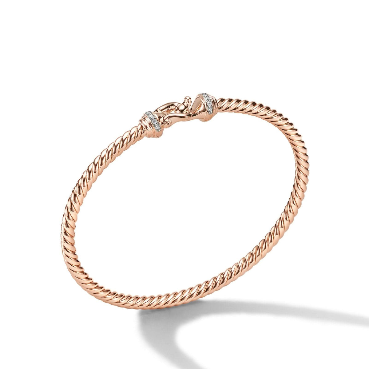 DAVID YURMAN Buckle Cablespira® Bracelet in 18K Rose Gold with Diamonds, 3.5mm