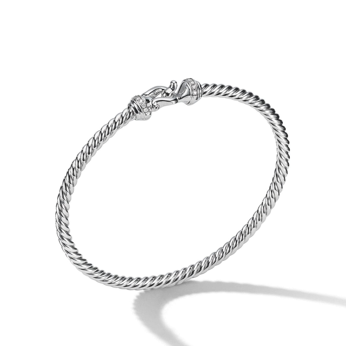 DAVID YURMAN Buckle Cablespira® Bracelet in 18K White Gold with Diamonds, 3.5mm