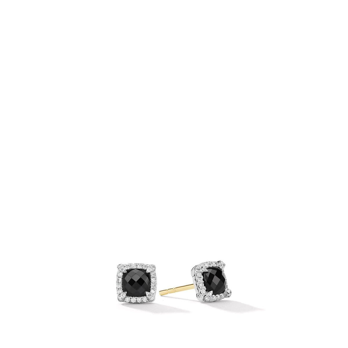 DAVID YURMAN Petite Chatelaine® Pavé Bezel Stud Earrings in Sterling Silver with Black Onyx and Diamonds, 5mm