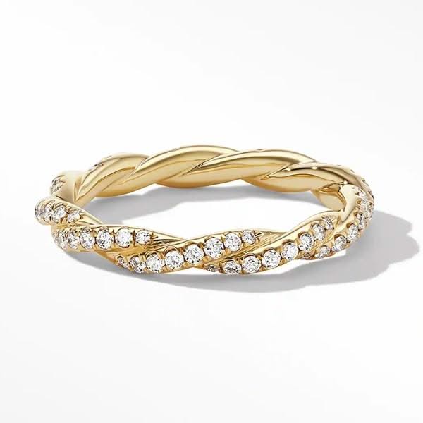 DAVID YURMAN DY Wisteria® Band Ring in 18K Yellow Gold with Diamonds, 2.8mm