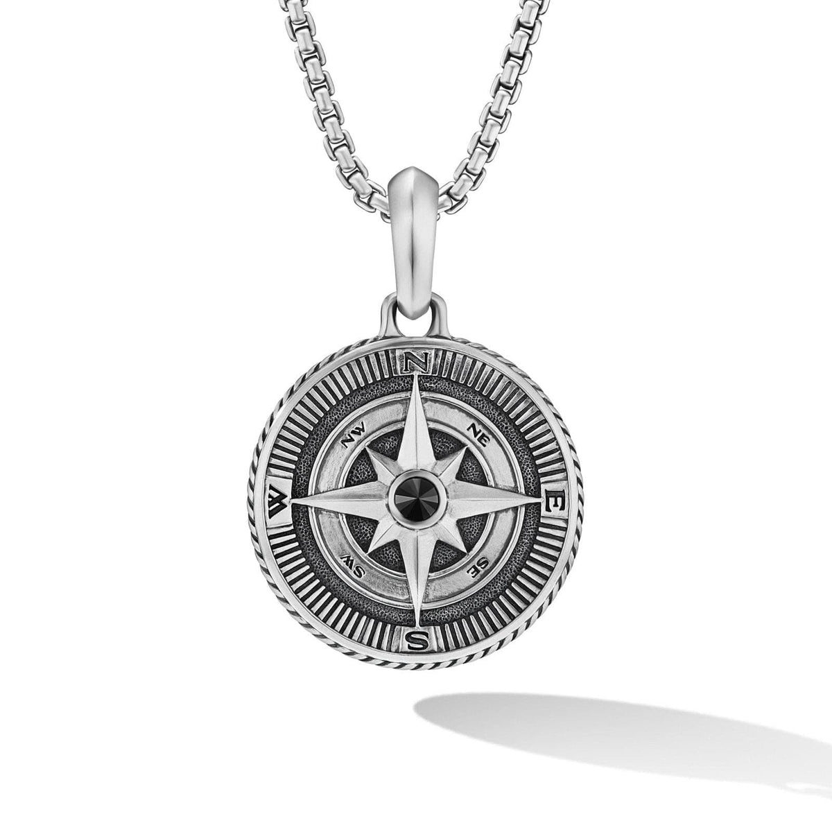 DAVID YURMAN Maritime® Compass Amulet in Sterling Silver with Center Black Diamond, 26.8mm