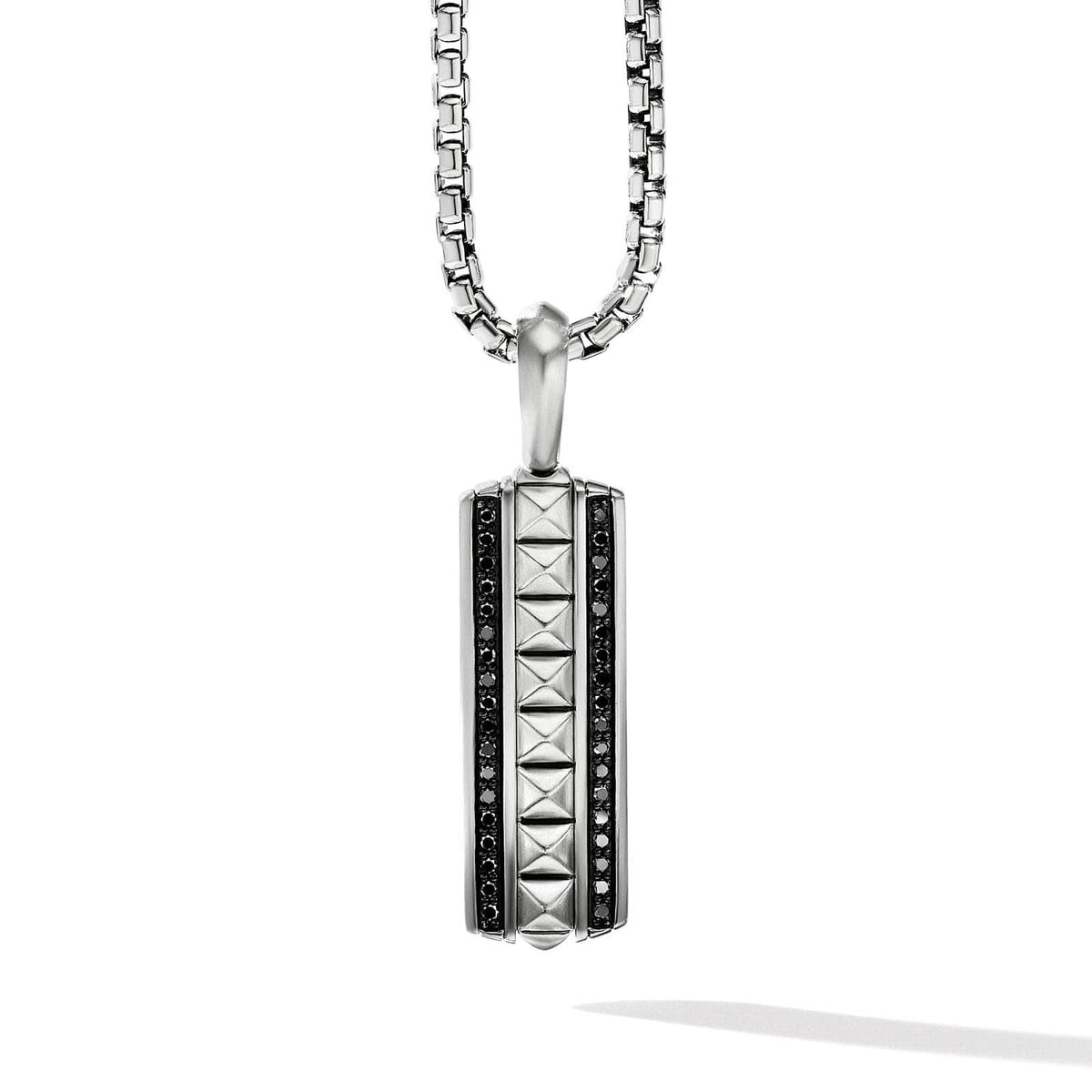 DAVID YURMAN Pyramid Ingot Tag in Sterling Silver with Black Diamonds, 41.8mm