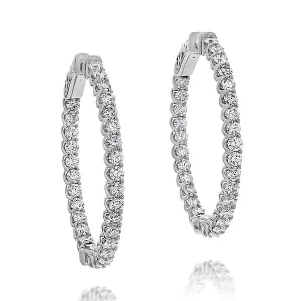 Diamond Oval Inside Outside Hoop Earrings