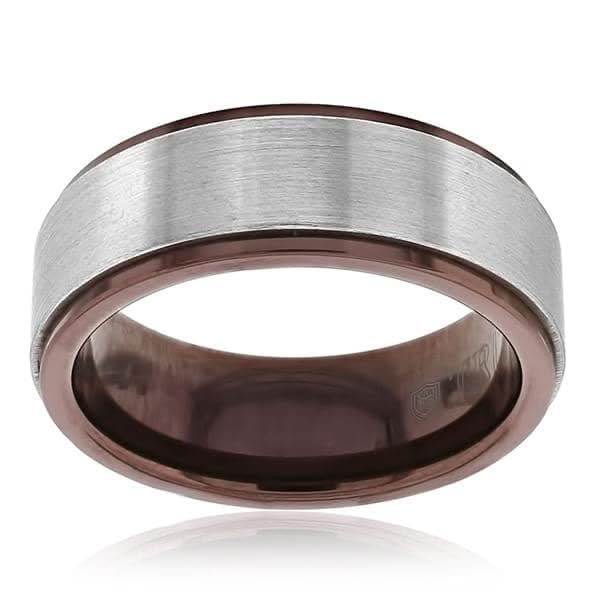 TRITON White & Espresso Tungsten Carbide Wedding Band