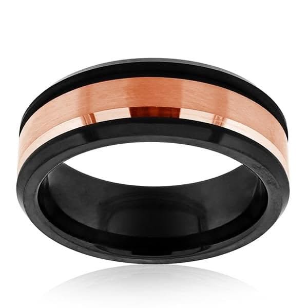 TRITON Rose & Gunmetal Tungsten Wedding Band
