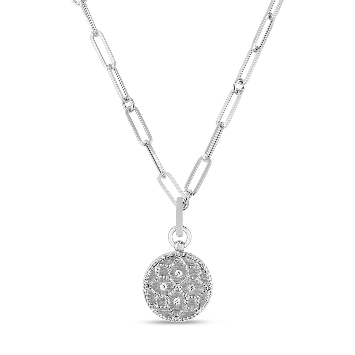 ROBERTO COIN Venetian Princess Small Diamond Medallion Necklace