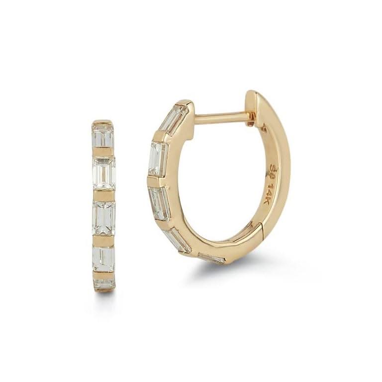 Baguette Diamond Huggies