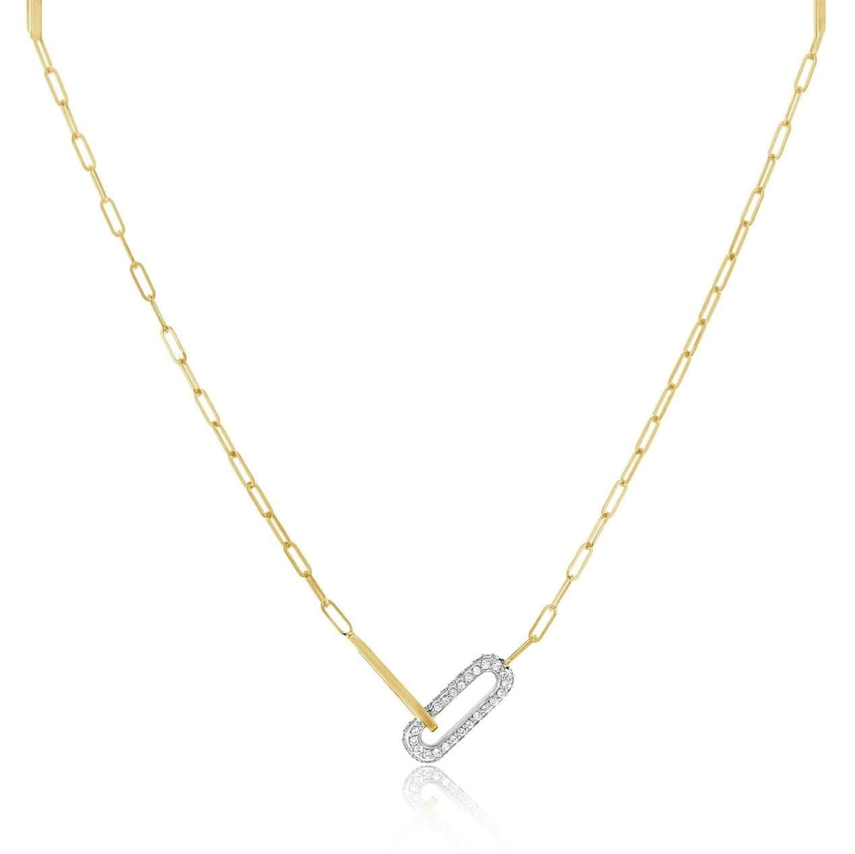 Diamond Pave Paperclip Link Necklace
