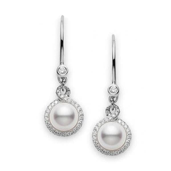 MIKIMOTO Pearl & Diamond Dangle Earrings