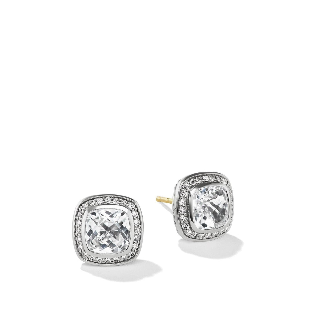 DAVID YURMAN Albion® Stud Earrings in Sterling Silver with White Topaz and Diamonds, 7mm