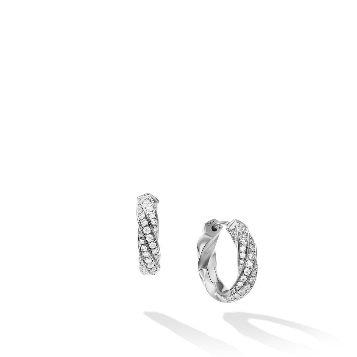 DAVID YURMAN Cable Edge® Huggie Hoop Earrings in Sterling Silver with Diamonds, 13mm
