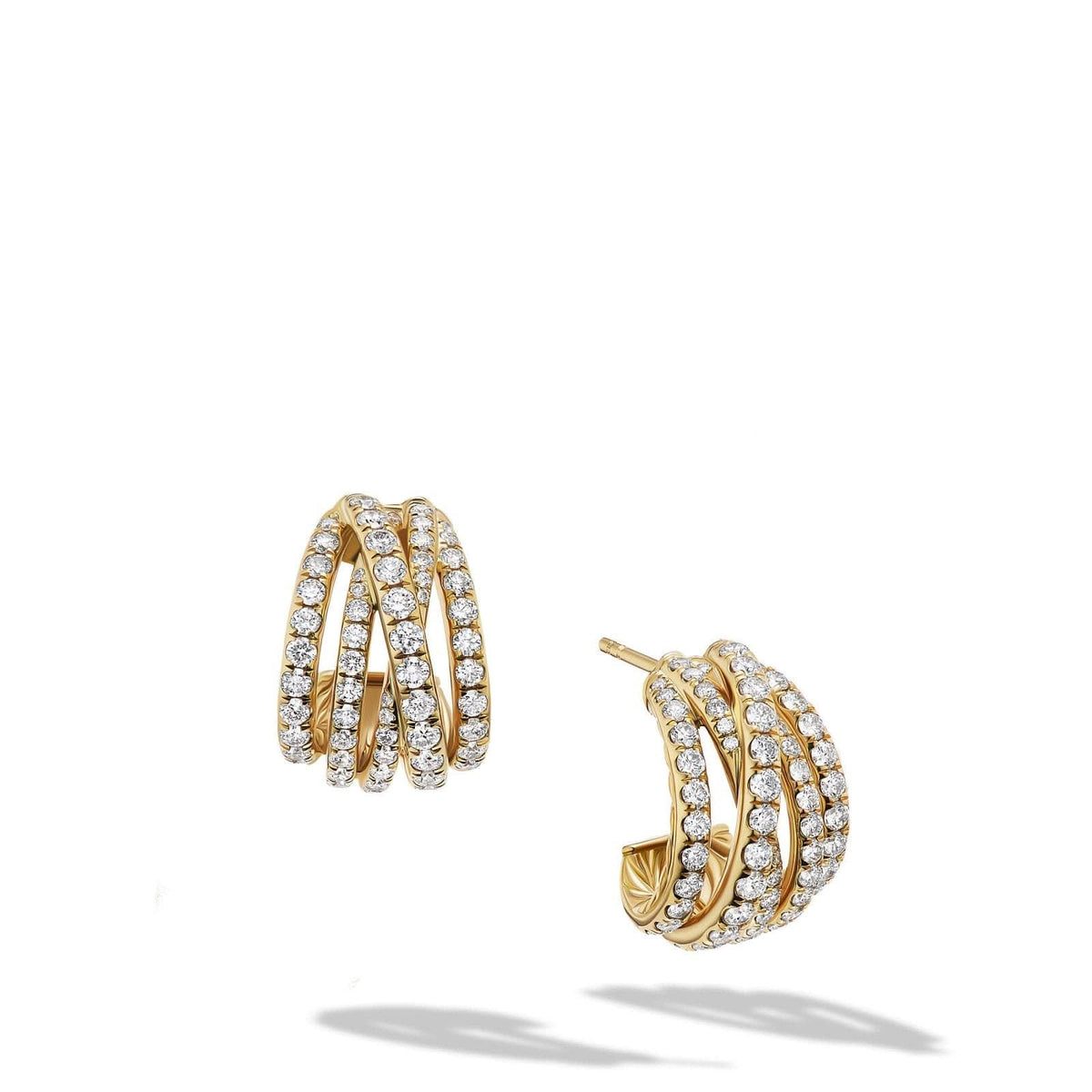 DAVID YURMAN Pavé Crossover Shrimp Earrings in 18K Yellow Gold with Diamonds, 15.8mm