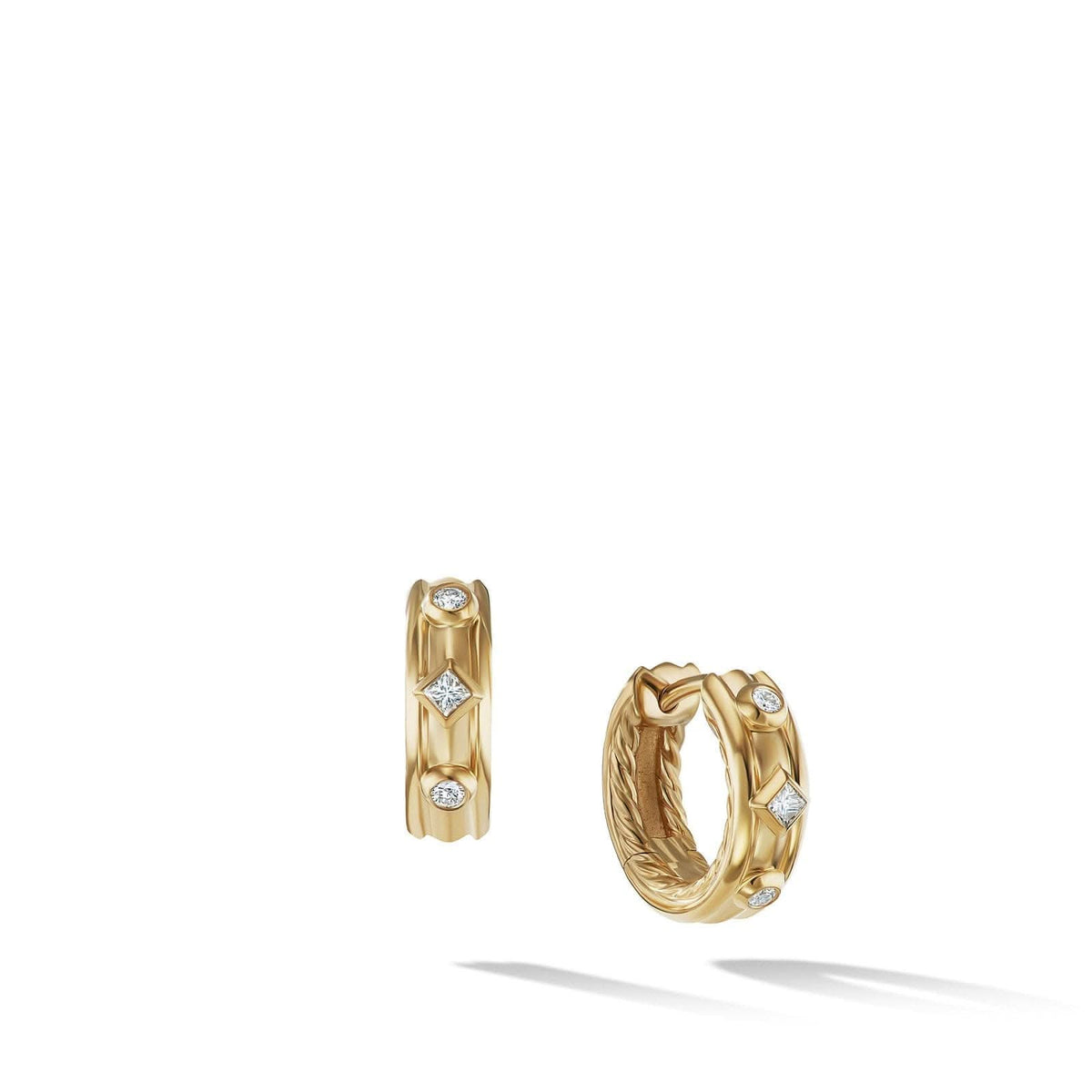 DAVID YURMAN Modern Renaissance Huggie Hoop Earrings in 18K Yellow Gold with Diamonds, 12.3mm
