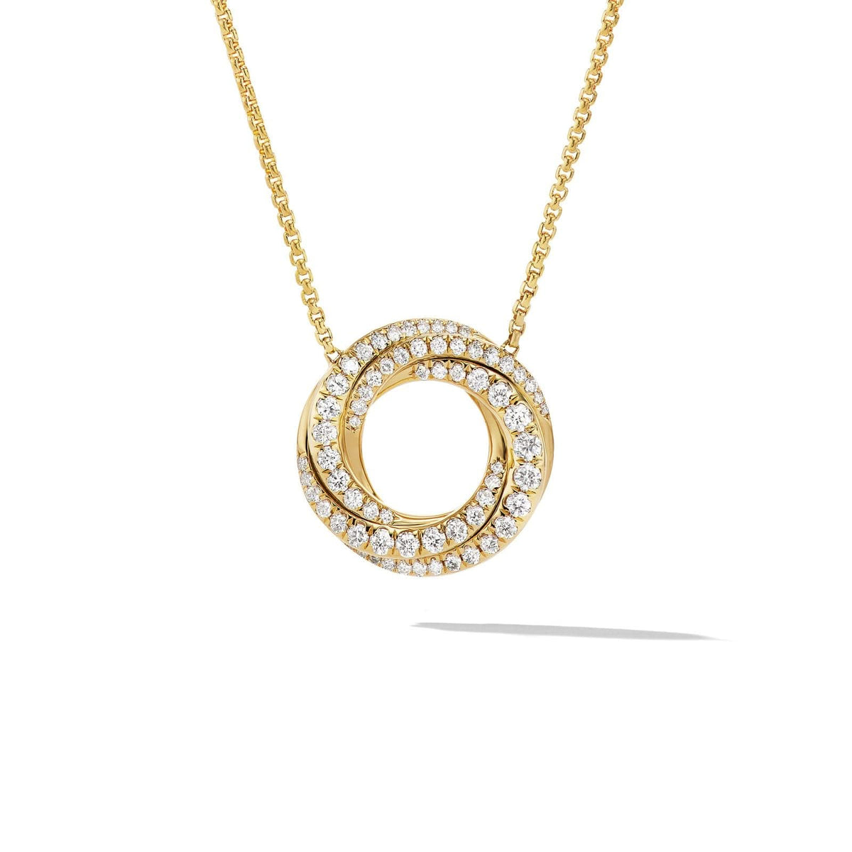 DAVID YURMAN Petite Pavé Crossover Pendant Necklace in 18K Yellow Gold with Diamonds, 15.5mm