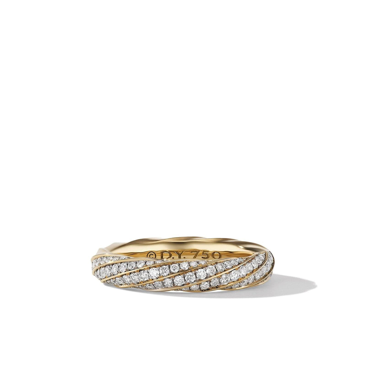 DAVID YURMAN Cable Edge® Band Ring in 18K Yellow Gold with Diamonds, 4mm