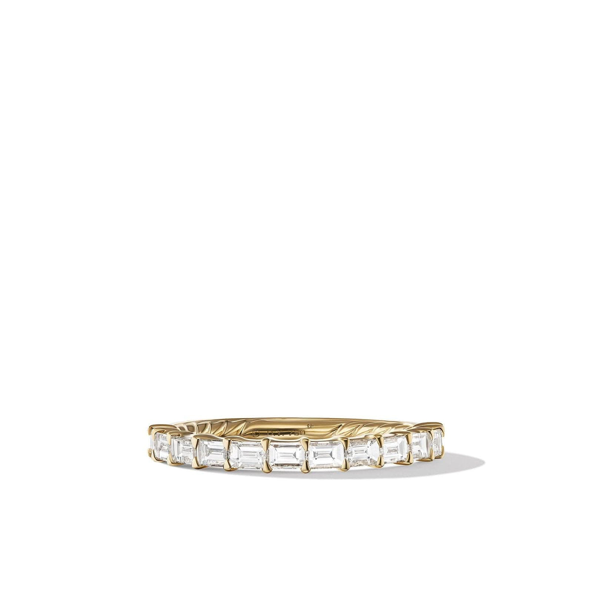 DAVID YURMAN DY Eden Partway Band Ring in 18K Yellow Gold with Baguette Diamonds, 2mm