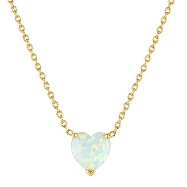 MY STORY Opal Heart Pendant Necklace
