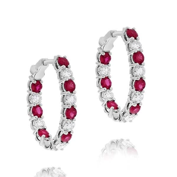 Inside Outside Ruby & Diamond Hoops