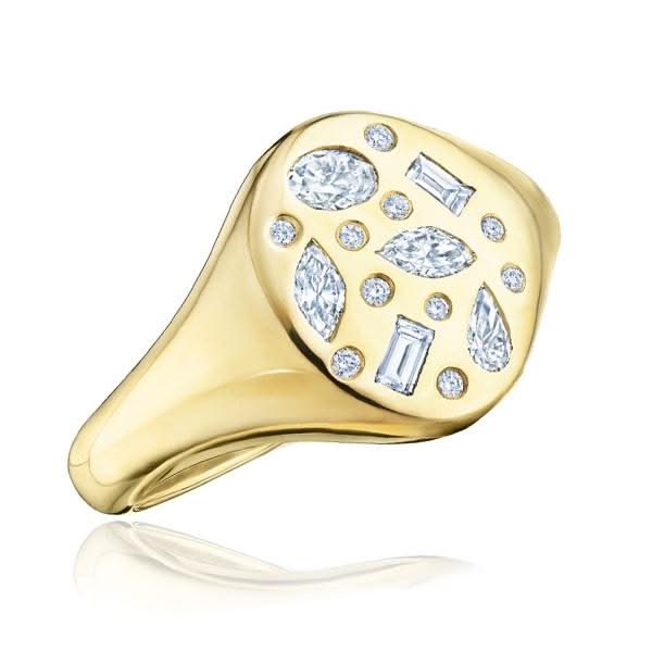 KWIAT Cobblestone Diamond Signet Pinky Ring