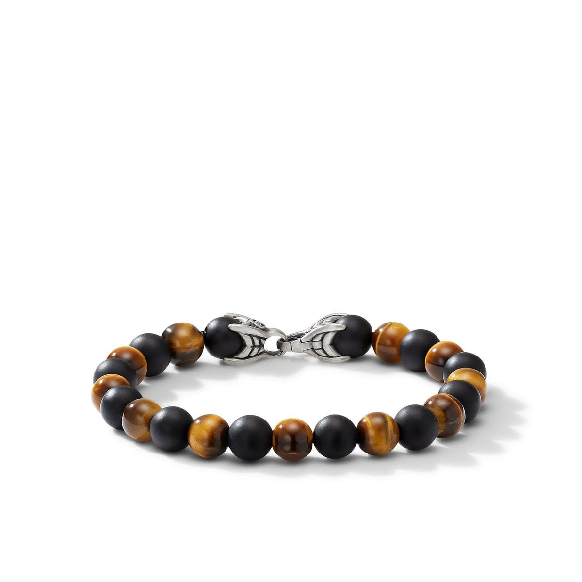 DAVID YURMAN Spiritual Beads Alternating Bracelet in Sterling Silver with Tigers Eye and Black Onyx, 8mm