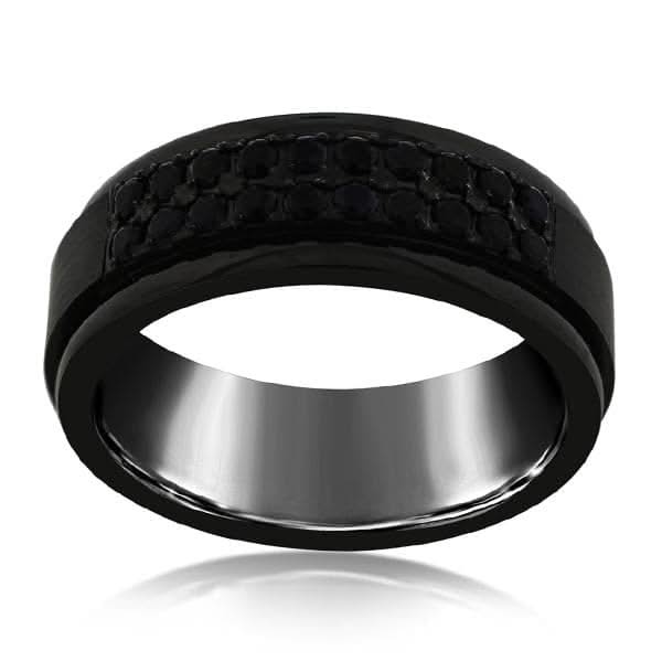TRITON Black Sapphire Wedding Band
