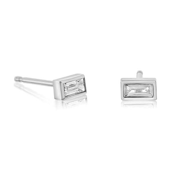 Bezel Set Baguette Diamond Studs