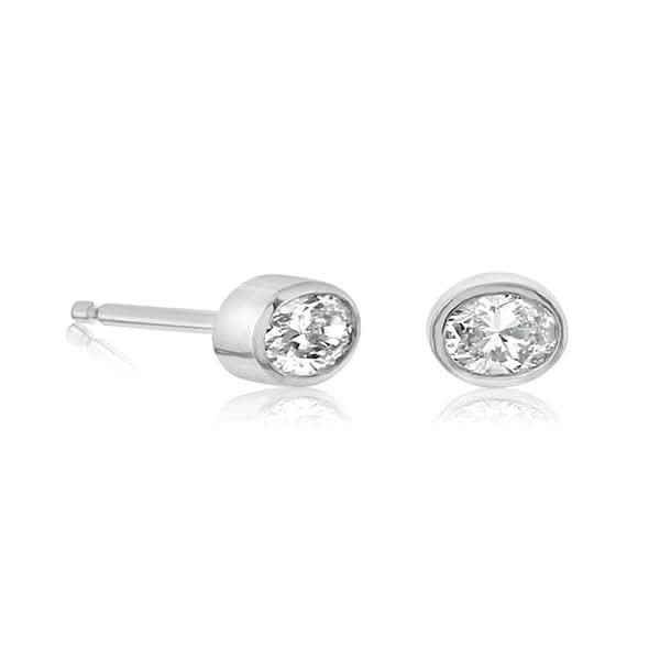 Bezel Set Oval Diamond Studs