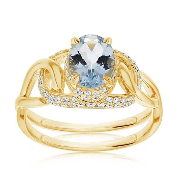 Aquamarine & Diamond Fashion Ring
