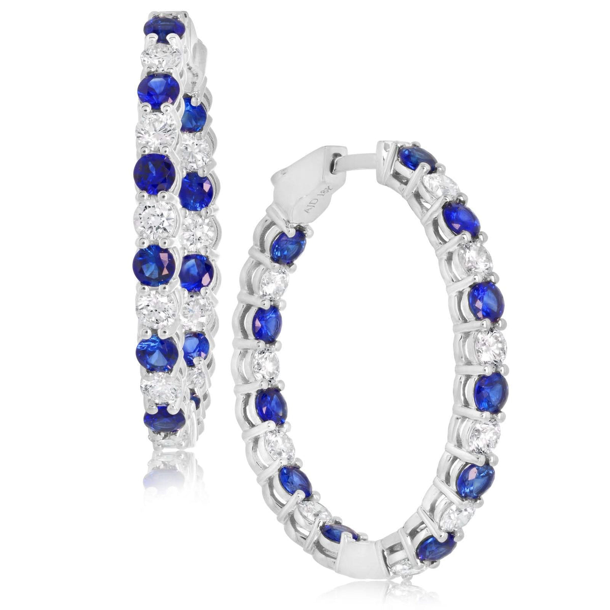 Sapphire & Diamond Inside Outside Hoops