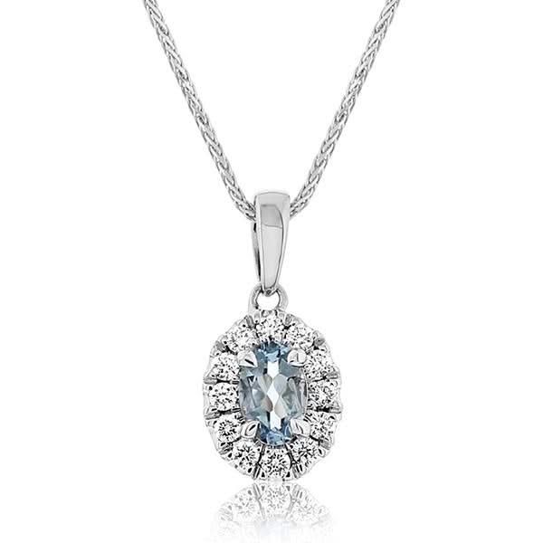 Aquamarine & Diamond Halo Necklace