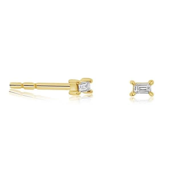 EF COLLECTION Baby Baguette Diamond Stud Earrings