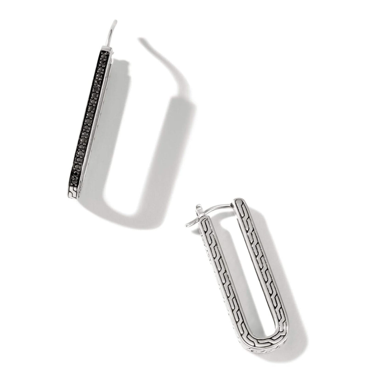 JOHN HARDY Carved Chain Black Sapphire Hoops