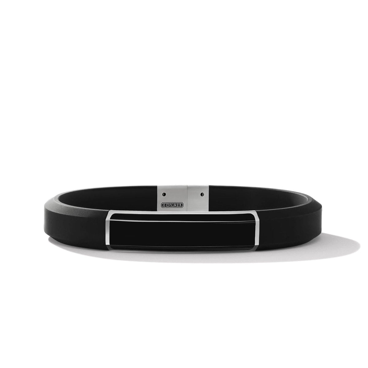 DAVID YURMAN Streamline® ID Bracelet in Black Rubber with Black Onyx and Sterling Silver, 10mm
