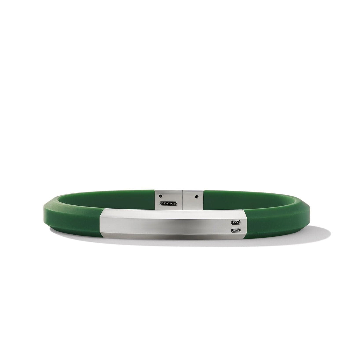 DAVID YURMAN Streamline® ID Bracelet in Green Rubber with Sterling Silver, 8mm