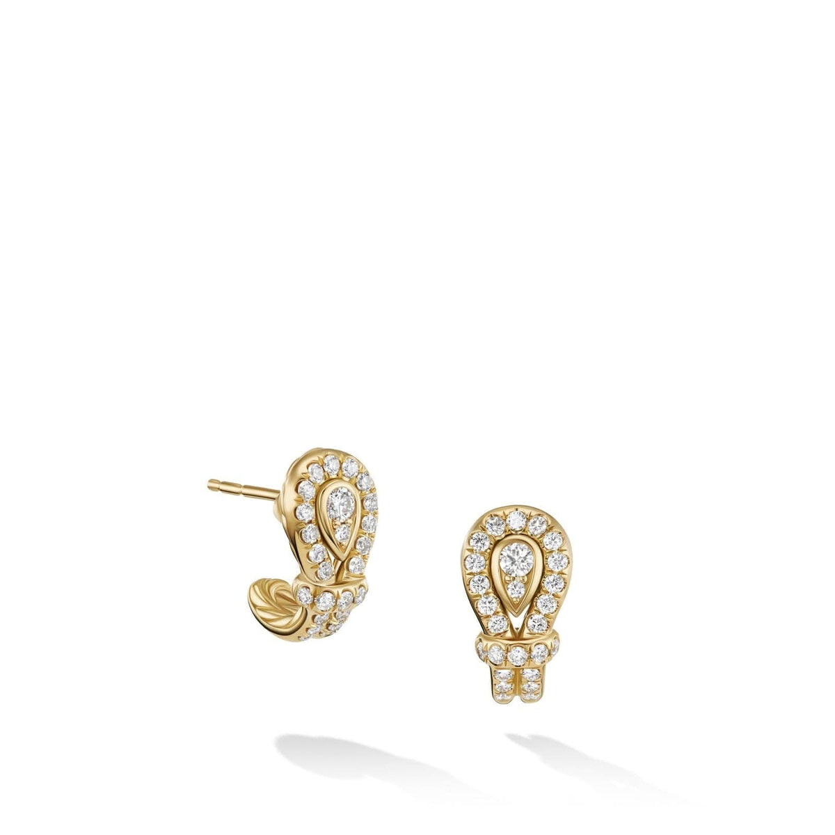 DAVID YURMAN Thoroughbred Loop Huggie Hoop Earrings in 18K Yellow Gold with Diamonds, 14.5mm