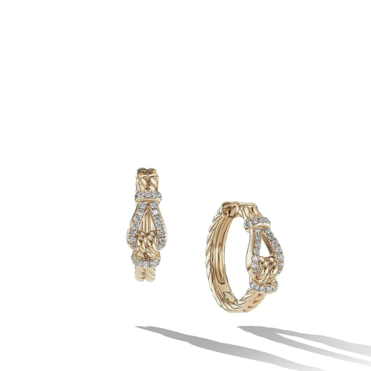 DAVID YURMAN Thoroughbred Loop Hoop Earrings in 18K Yellow Gold with Diamonds, 19mm