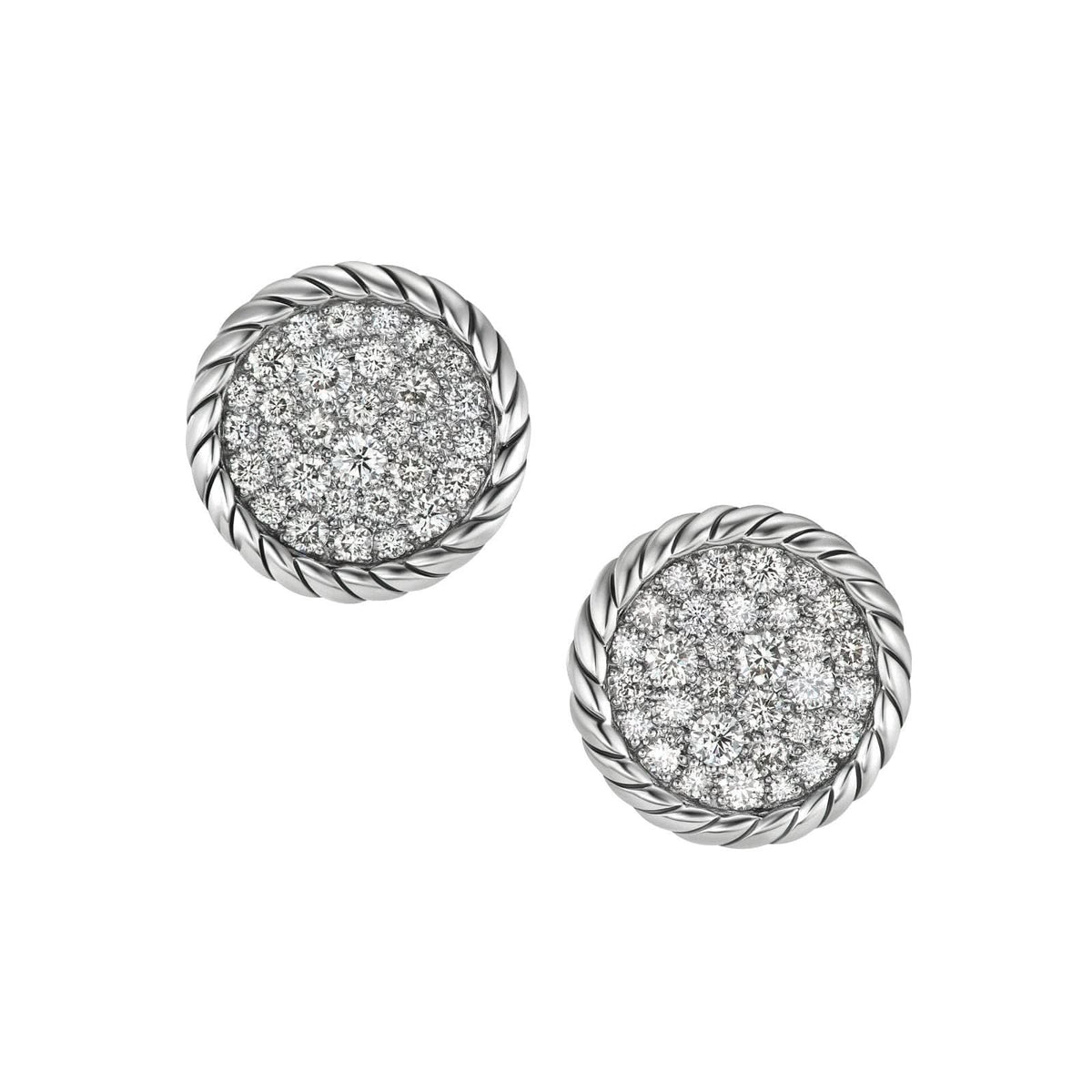 DAVID YURMAN DY Elements® Button Stud Earrings in Sterling Silver with Diamonds, 13.6mm
