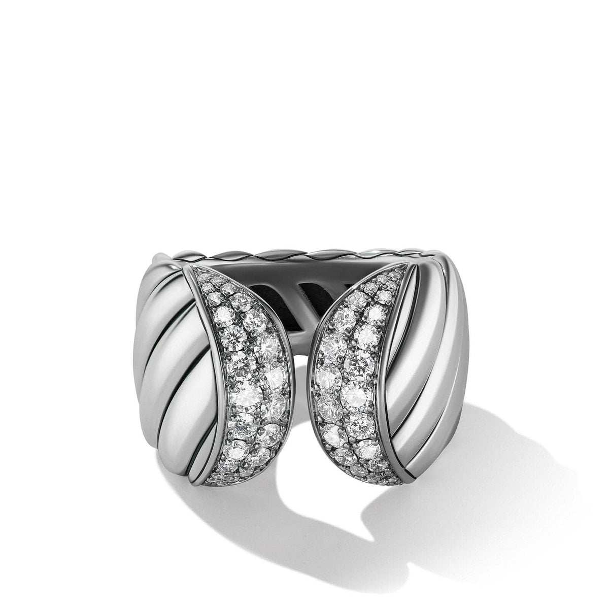 DAVID YURMAN Sculpted Cable Ring in Sterling Silver with Diamonds, 17mm